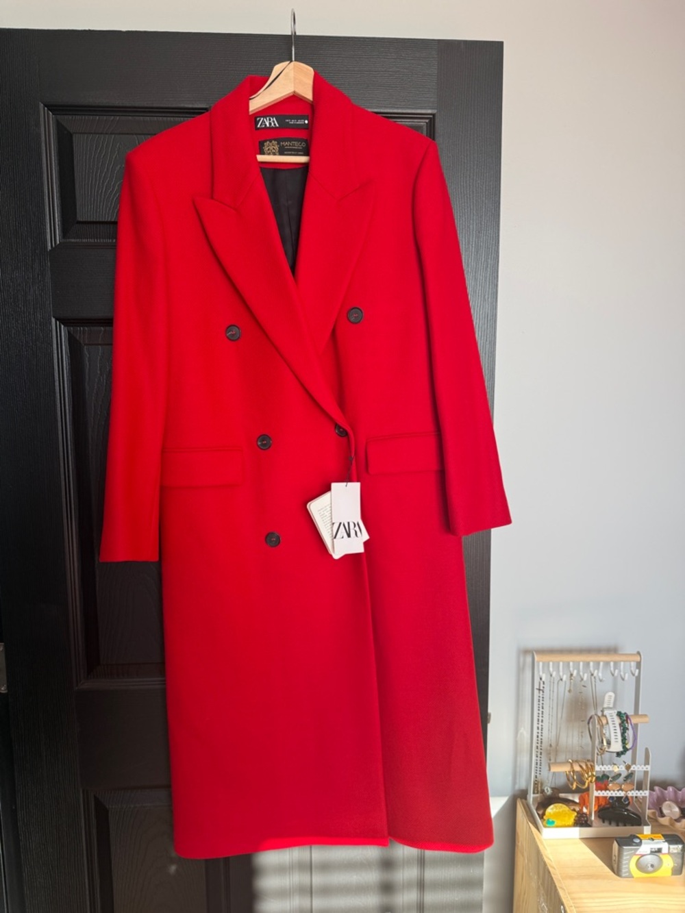 ZARA red wool Double-Breasted Coat Italian MANTECO NWT size small